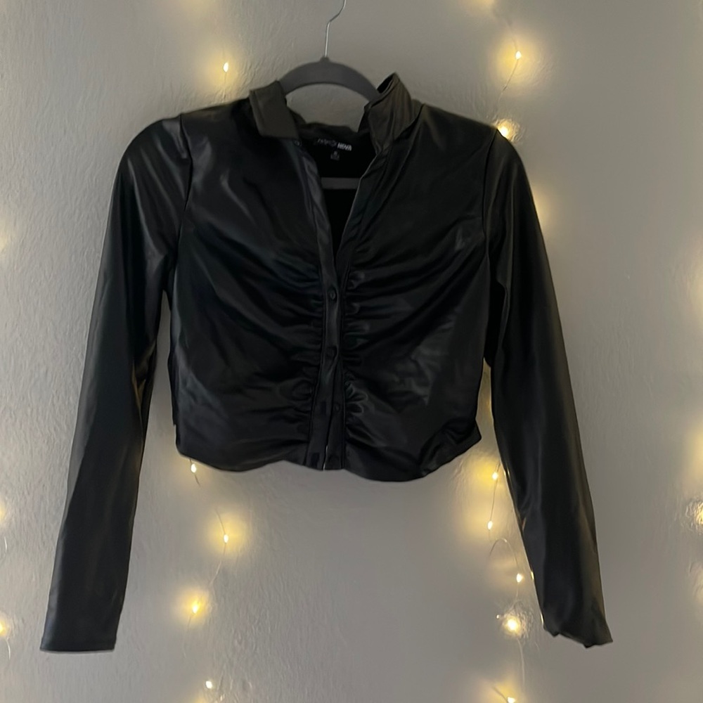 Fashionnova Black Leather Long Sleeve Sinch
